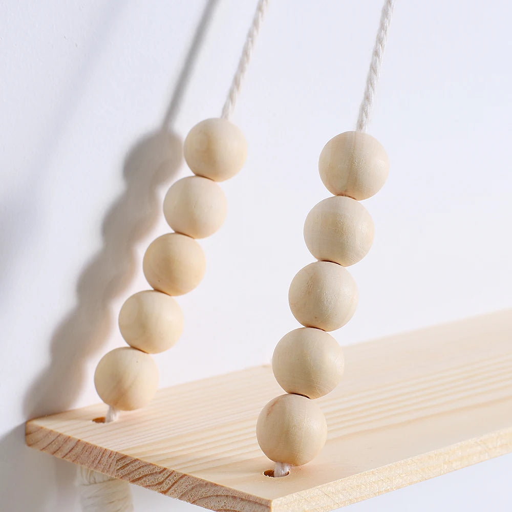 L'Etagère décorative suspendue en bois et macramé - CHiCLiKi