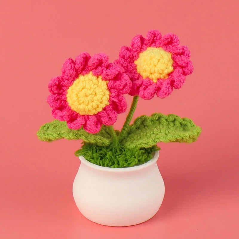 Tulipes en pot au crochet faites main - Mini fleurs au crochet - Décoration florale éternelle et cadeau unique - CHiCLiKi