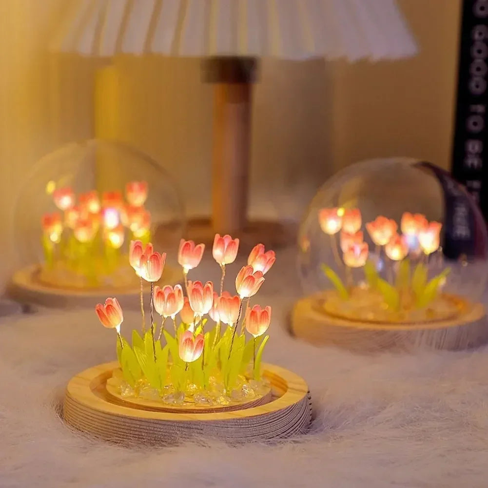 DIY Petites tulipes dans une lampe dôme en verre - CHiCLiKi