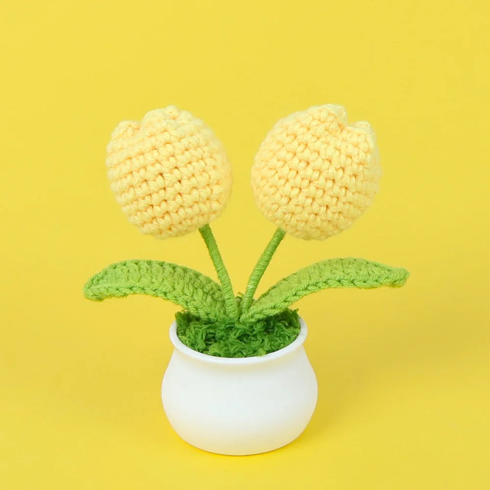 Tulipes en pot au crochet faites main - Mini fleurs au crochet - Décoration florale éternelle et cadeau unique - CHiCLiKi