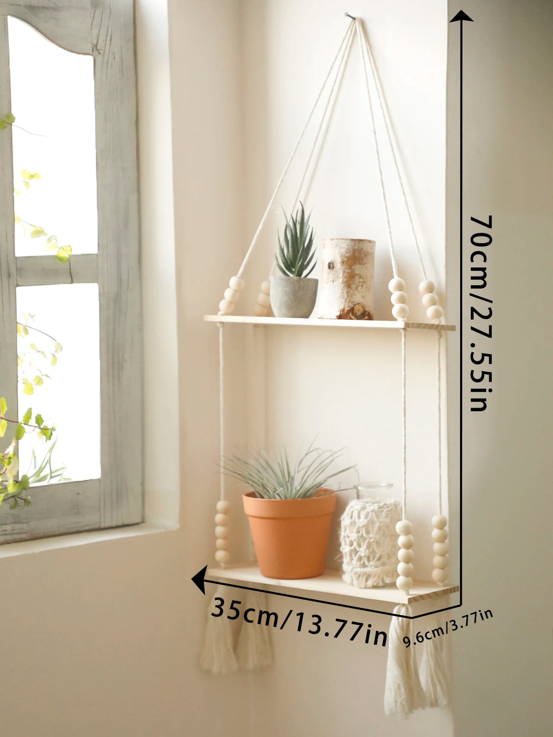 L'Etagère décorative suspendue en bois et macramé - CHiCLiKi