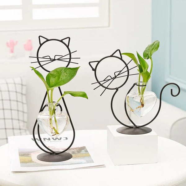 Support pour plante en métal en forme de chat – Décoration d'intérieur élégante et unique - CHiCLiKi