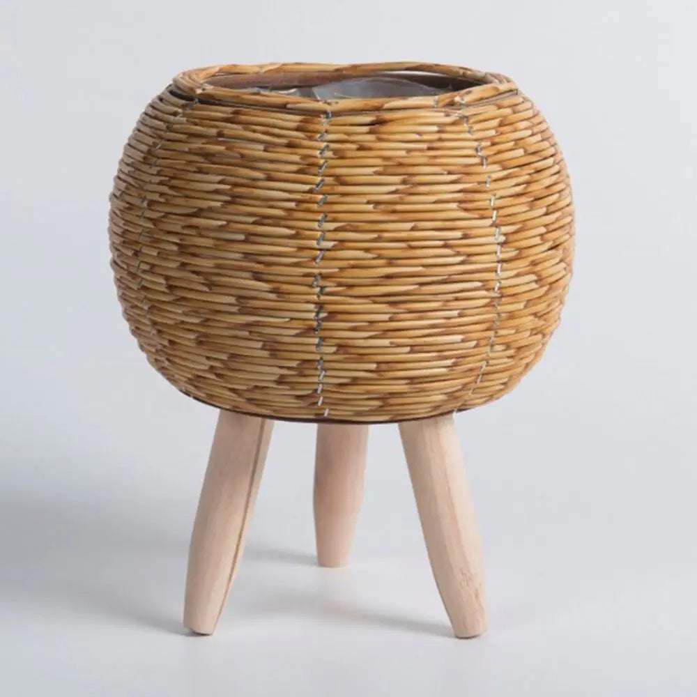 Pot de fleur tissé en rotin de mode Jardinières de fleurs créatives avec pieds amovibles Support de plante tissé à la main durable - CHiCLiKi