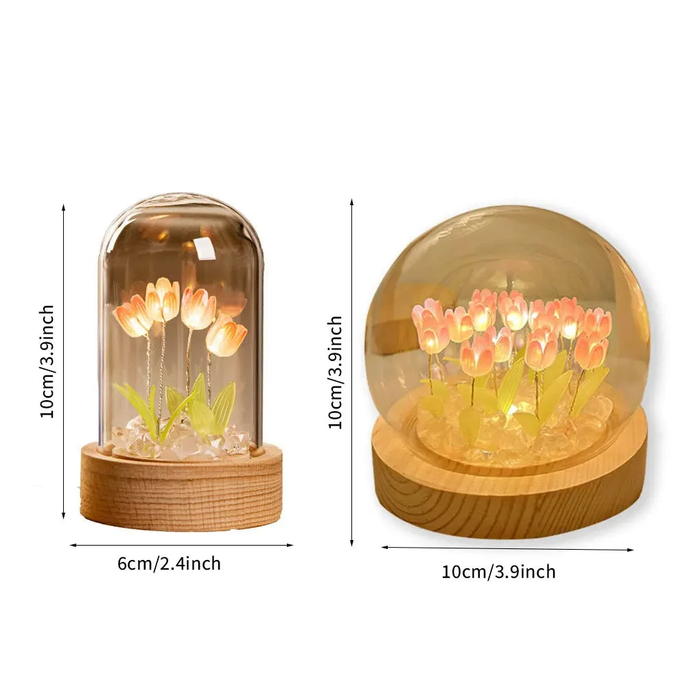 DIY Petites tulipes dans une lampe dôme en verre - CHiCLiKi