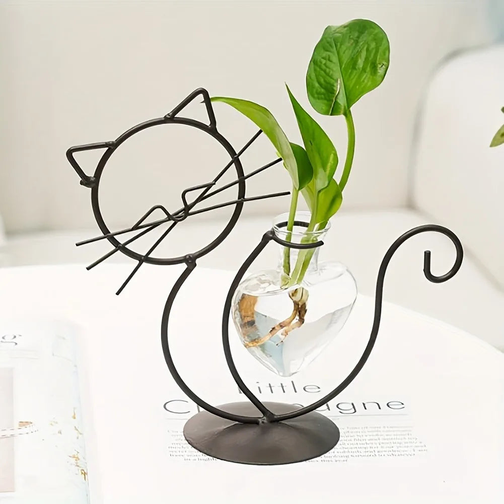 Support pour plante en métal en forme de chat – Décoration d'intérieur élégante et unique - CHiCLiKi