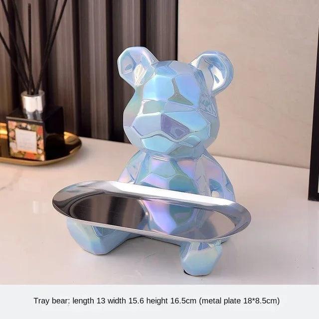 Statue d'ours géométrique avec plateau de rangement cosmétique, - CHiCLiKi