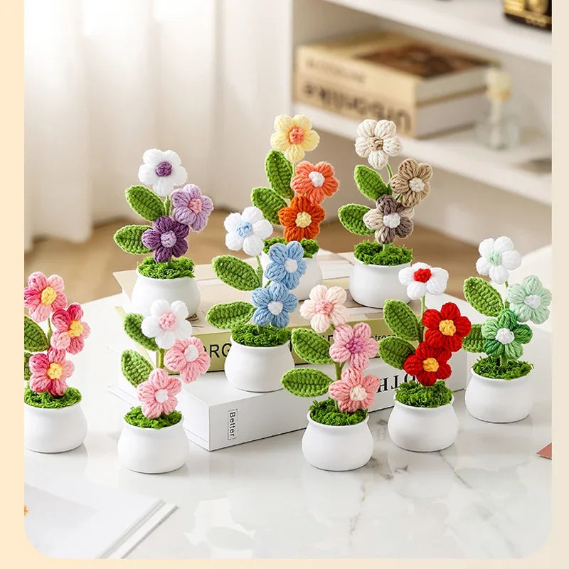 Tulipes en pot au crochet faites main - Mini fleurs au crochet - Décoration florale éternelle et cadeau unique - CHiCLiKi