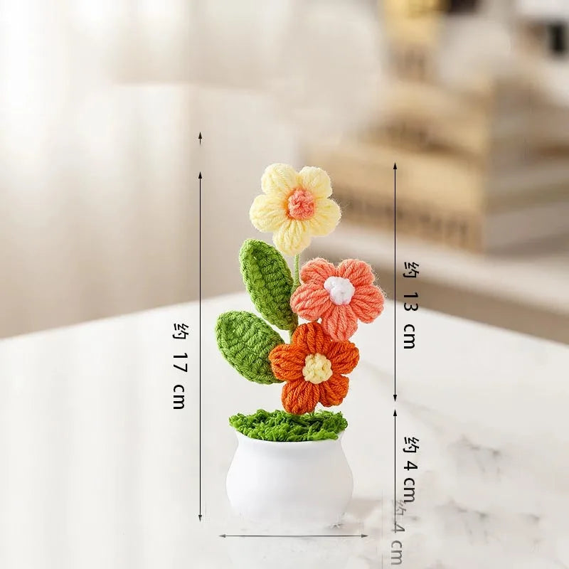 Tulipes en pot au crochet faites main - Mini fleurs au crochet - Décoration florale éternelle et cadeau unique - CHiCLiKi