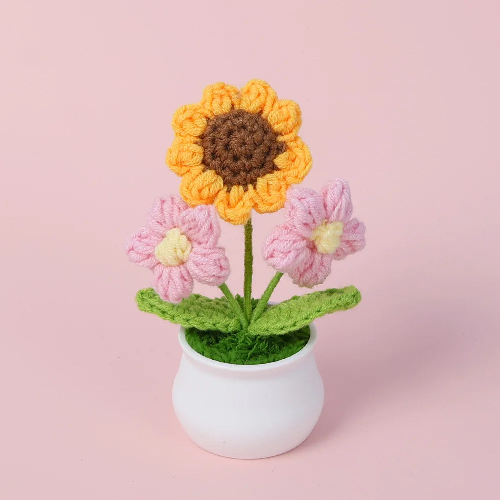 Tulipes en pot au crochet faites main - Mini fleurs au crochet - Décoration florale éternelle et cadeau unique - CHiCLiKi