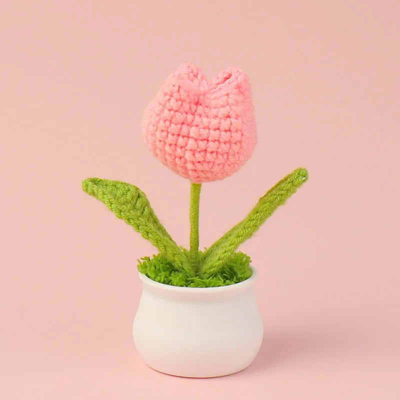 Tulipes en pot au crochet faites main - Mini fleurs au crochet - Décoration florale éternelle et cadeau unique - CHiCLiKi