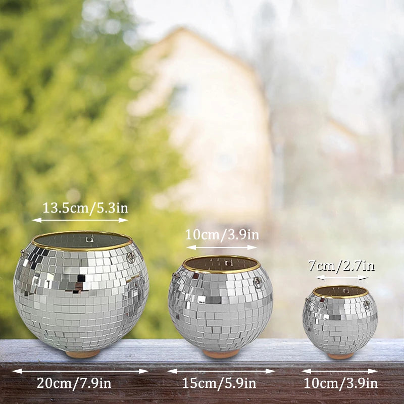Jardinière Boule Disco – Pot de Fleurs Boule à facettes avec chaîne et Corde en macramé, Boule a Facette, Cadeaux Femmes | Décoration d’intérieur - CHiCLiKi