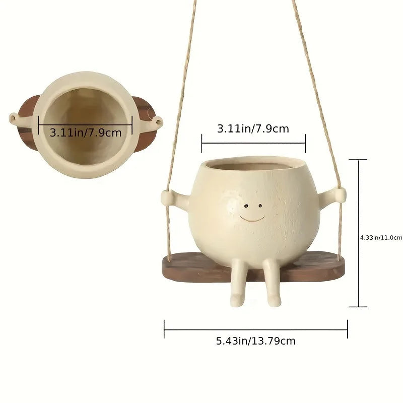Pot de fleurs en résine : ce pot de fleurs suspendu avec balançoire est un objet de décoration - CHiCLiKi