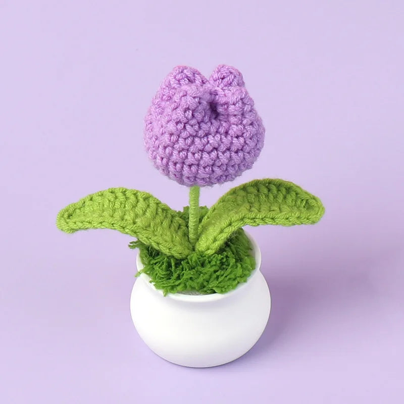 Tulipes en pot au crochet faites main - Mini fleurs au crochet - Décoration florale éternelle et cadeau unique - CHiCLiKi