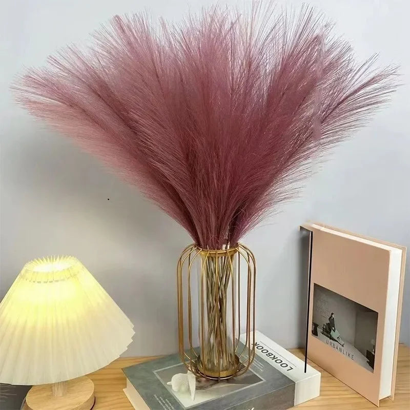 10PCS Artificial Pompous Grass Pompass Branches Fake Fluffy Stems Plants Vase Filler for Home Boho Decor Flower Arrangement - CHiCLiKi