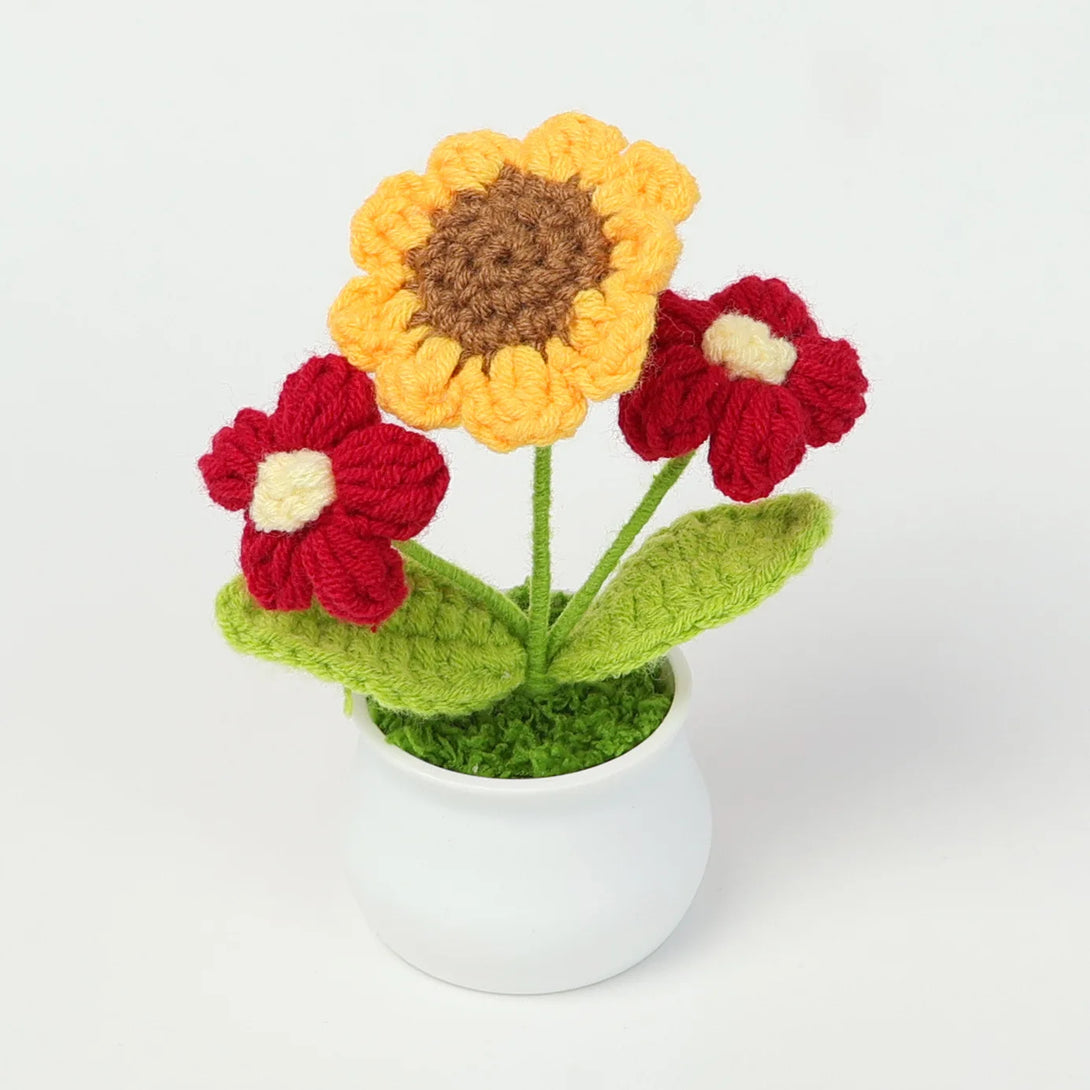 Tulipes en pot au crochet faites main - Mini fleurs au crochet - Décoration florale éternelle et cadeau unique - CHiCLiKi