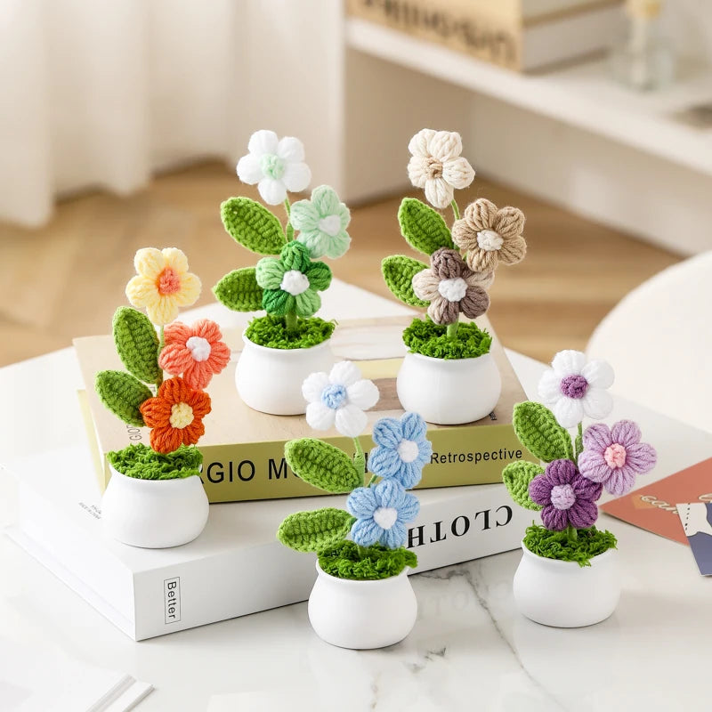 Tulipes en pot au crochet faites main - Mini fleurs au crochet - Décoration florale éternelle et cadeau unique - CHiCLiKi