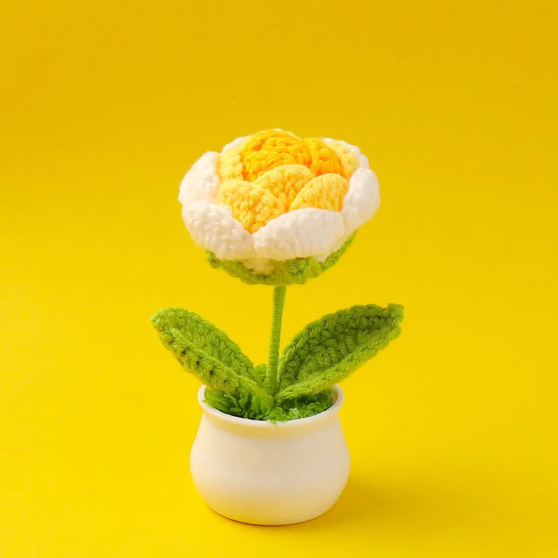 Tulipes en pot au crochet faites main - Mini fleurs au crochet - Décoration florale éternelle et cadeau unique - CHiCLiKi