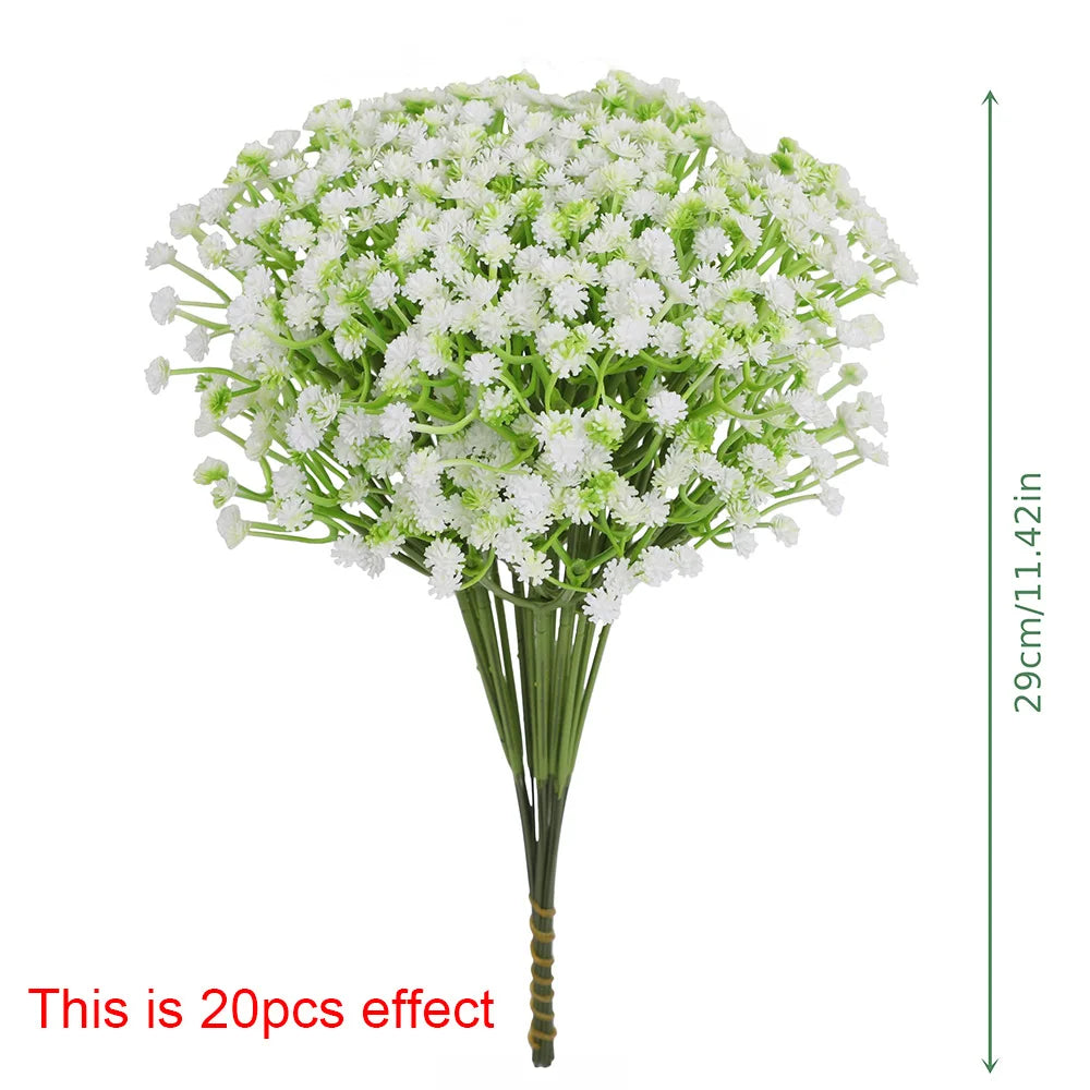 20/10Pcs Bébé Souffle Fleurs Artificielles Bouquet Plastique Gypsophile Fausse Fleur Pour Centres de Table De Fête Maison Chambre Décor - CHiCLiKi