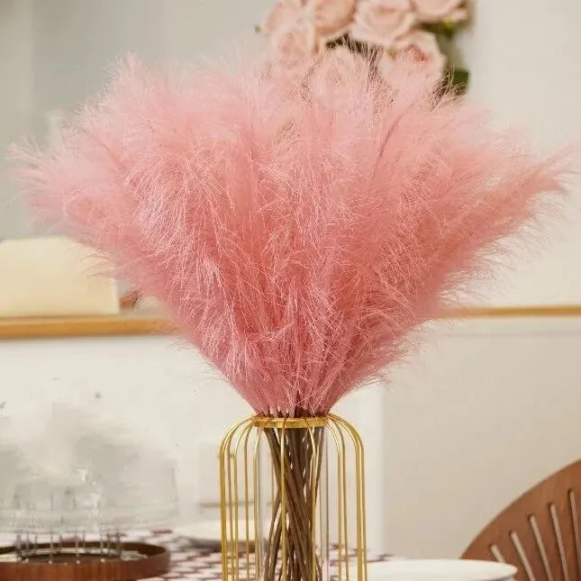 10PCS Artificial Pompous Grass Pompass Branches Fake Fluffy Stems Plants Vase Filler for Home Boho Decor Flower Arrangement - CHiCLiKi