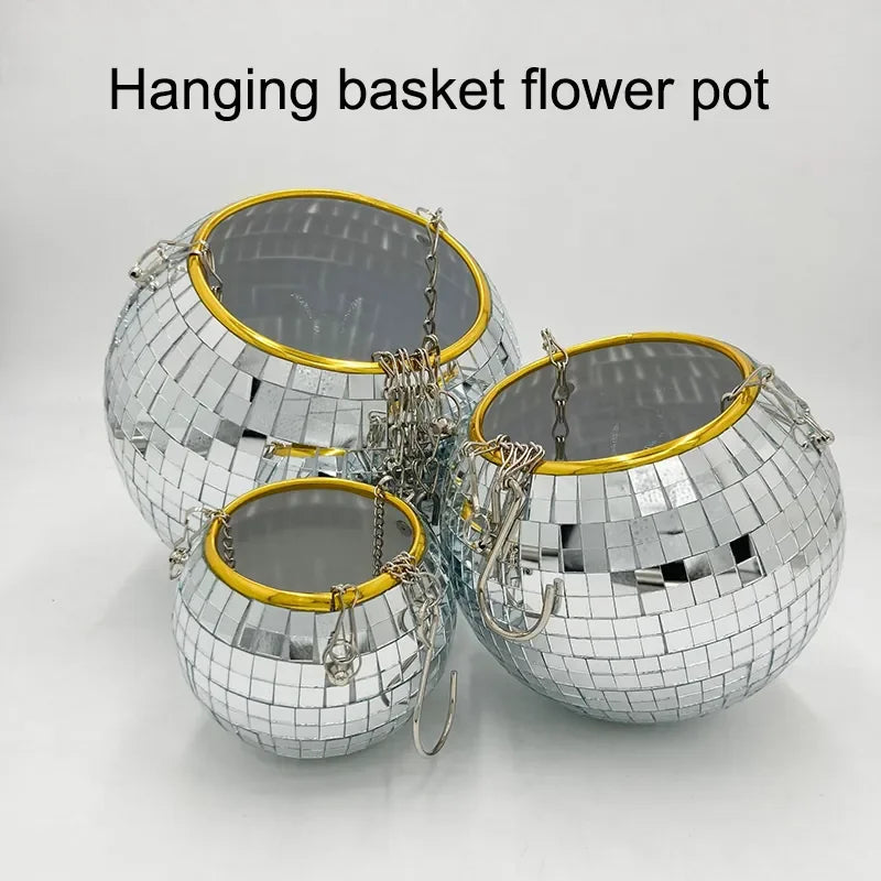 Jardinière Boule Disco – Pot de Fleurs Boule à facettes avec chaîne et Corde en macramé, Boule a Facette, Cadeaux Femmes | Décoration d’intérieur - CHiCLiKi