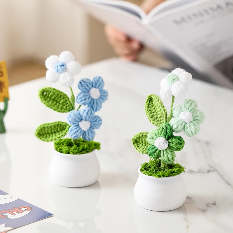 Tulipes en pot au crochet faites main - Mini fleurs au crochet - Décoration florale éternelle et cadeau unique - CHiCLiKi