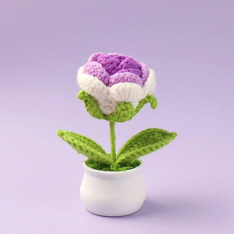 Tulipes en pot au crochet faites main - Mini fleurs au crochet - Décoration florale éternelle et cadeau unique - CHiCLiKi