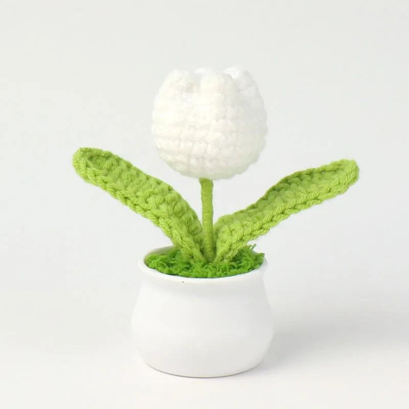 Tulipes en pot au crochet faites main - Mini fleurs au crochet - Décoration florale éternelle et cadeau unique - CHiCLiKi