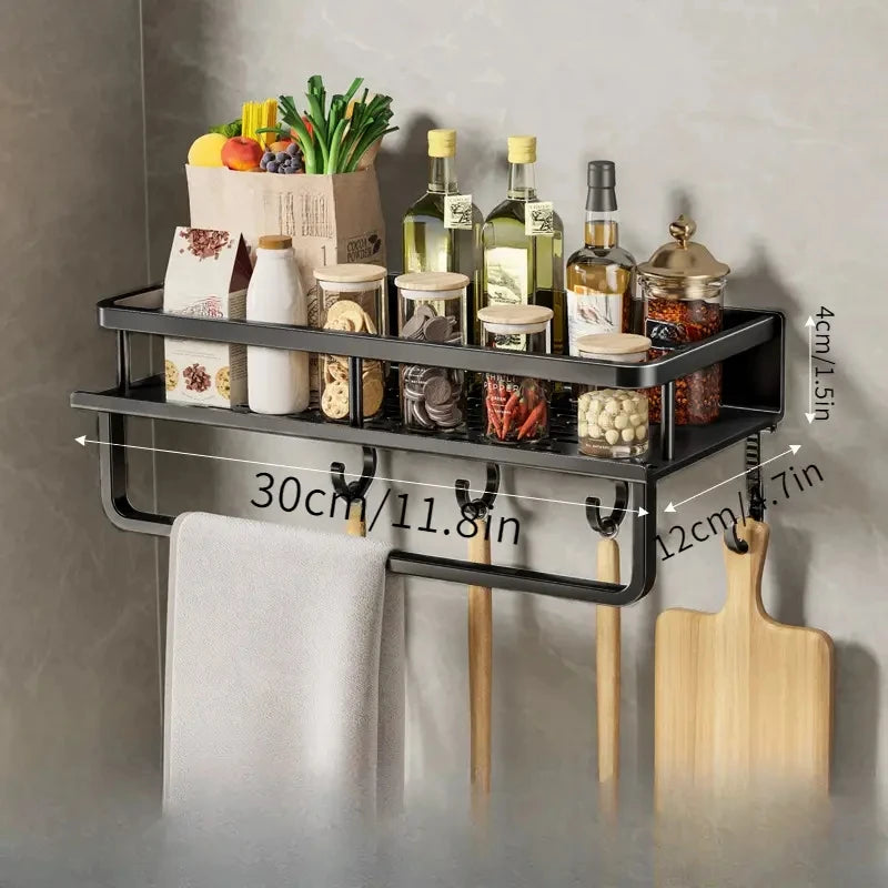 Étagère De Cuisine Étagère De Rangement D’épices Spatule De Cuisine Murale Cuillère Crochet Porte-Serviettes Adapté Cuisine Et Salle De Bain Rangement D’articles - CHiCLiKi