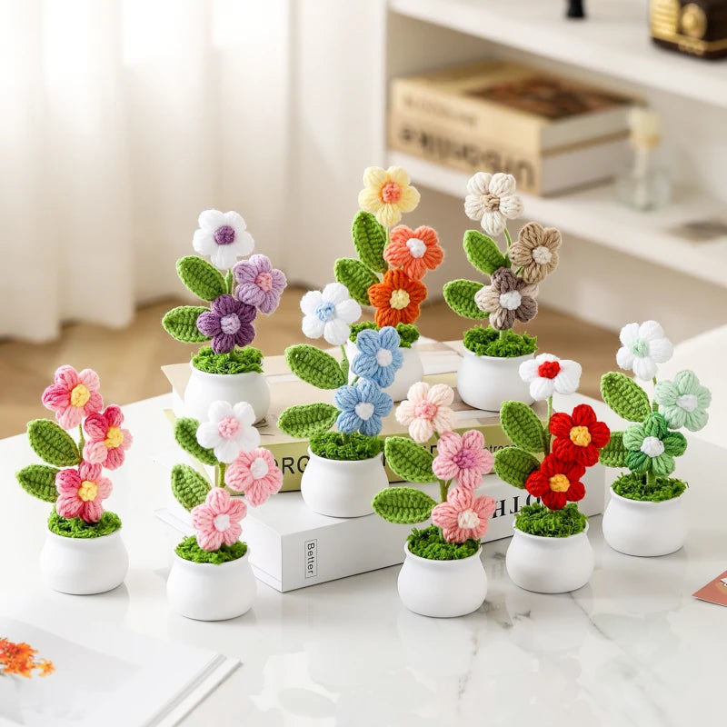 Tulipes en pot au crochet faites main - Mini fleurs au crochet - Décoration florale éternelle et cadeau unique - CHiCLiKi