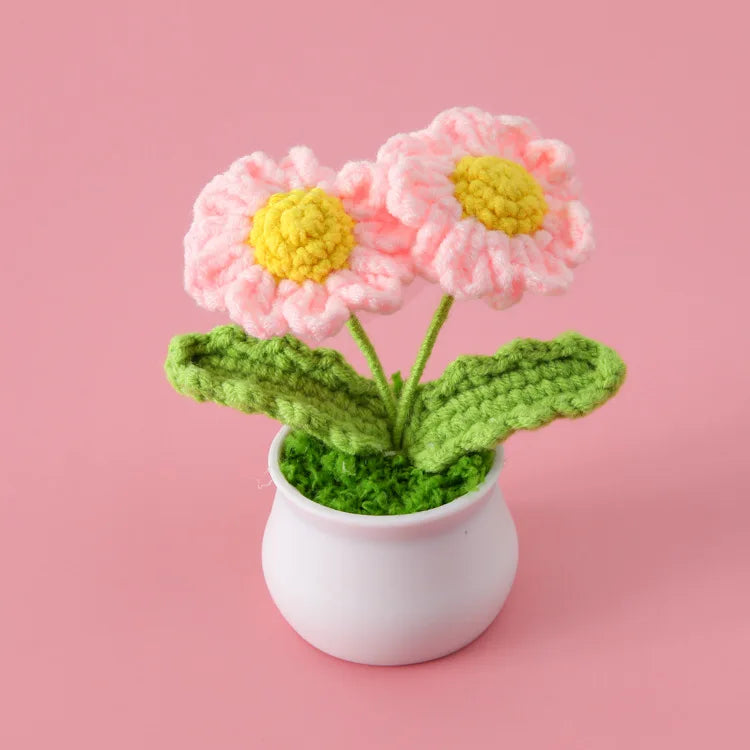 Tulipes en pot au crochet faites main - Mini fleurs au crochet - Décoration florale éternelle et cadeau unique - CHiCLiKi