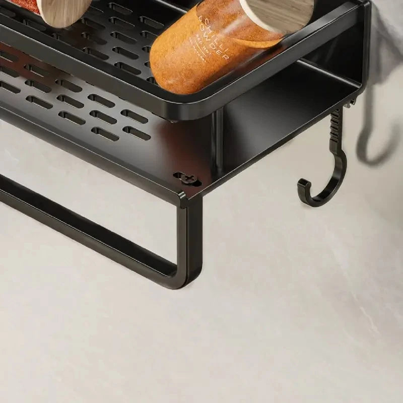 Étagère De Cuisine Étagère De Rangement D’épices Spatule De Cuisine Murale Cuillère Crochet Porte-Serviettes Adapté Cuisine Et Salle De Bain Rangement D’articles - CHiCLiKi