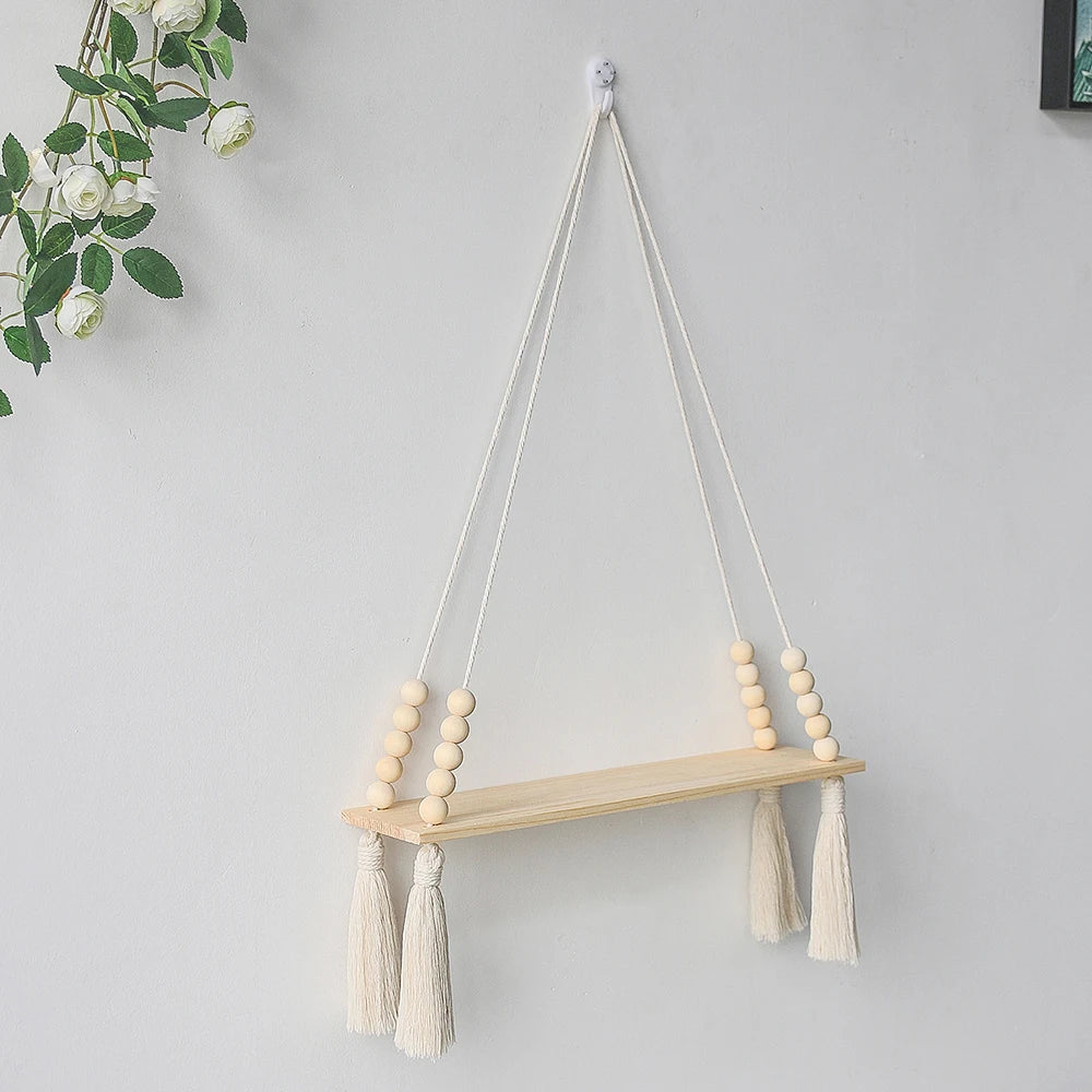 L'Etagère décorative suspendue en bois et macramé - CHiCLiKi