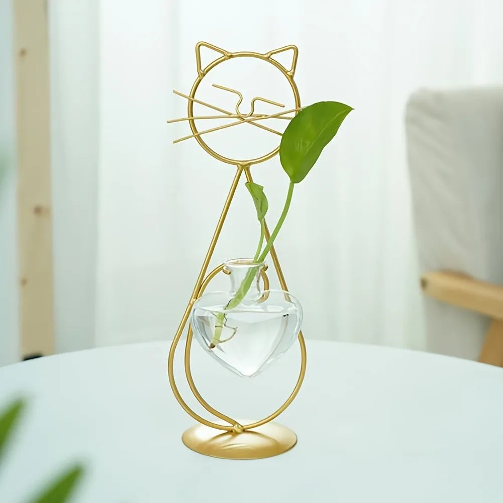 Support pour plante en métal en forme de chat – Décoration d'intérieur élégante et unique - CHiCLiKi